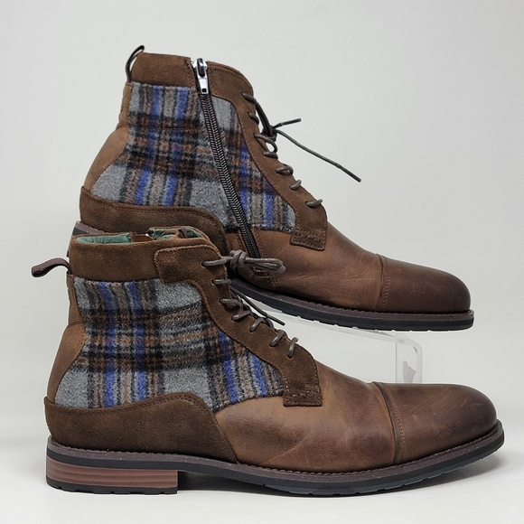 STACY ADAMS Men’s Octavius Cap Toe Inside Zip Boots Brown Size 12 Pre-owned - Picture 2 of 10